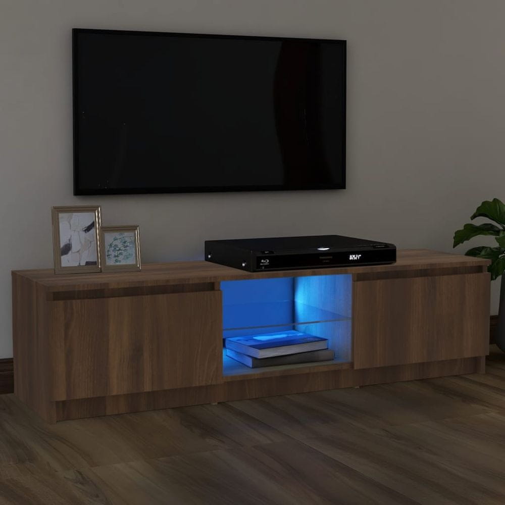 Vidaxl TV skrinka s LED svetlami hnedý dub 120x30x35,5 cm